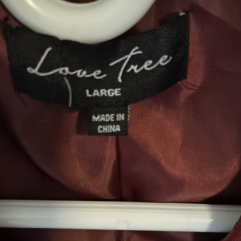 Love Tree Burgundy Faux Leather Moto Jacket - Picture 2 of 3